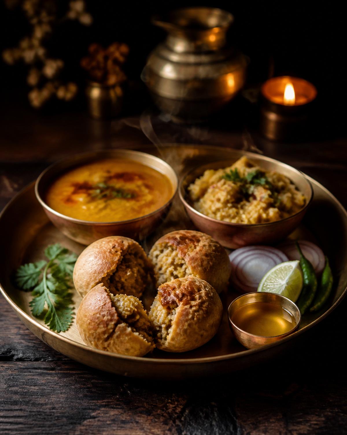 Brass thali by candlelight